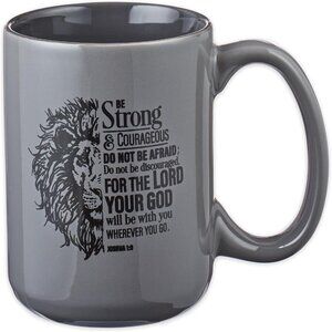 Lion Gray Ceramic Coffee Mug – 14 oz. Microwave and Dishwasher-safe Inspirationa